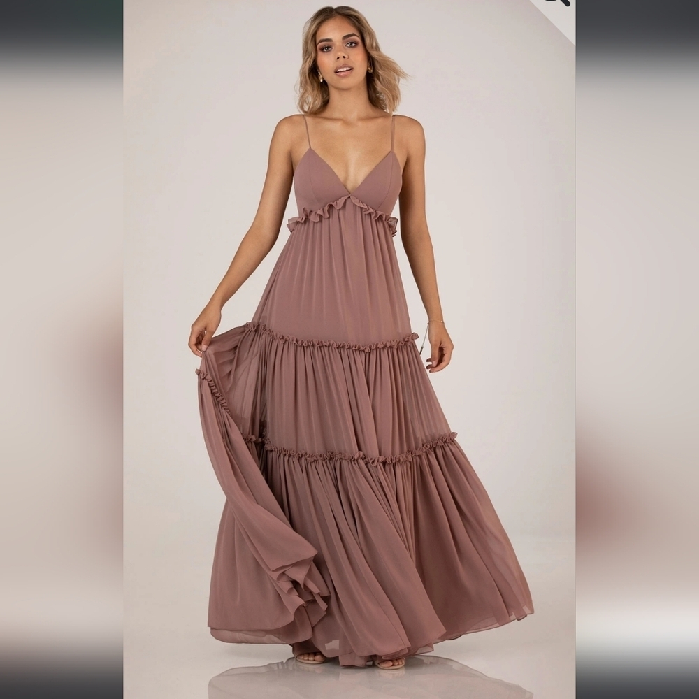 Sorella Vita NAVY Layered Chiffon Maxi Dress